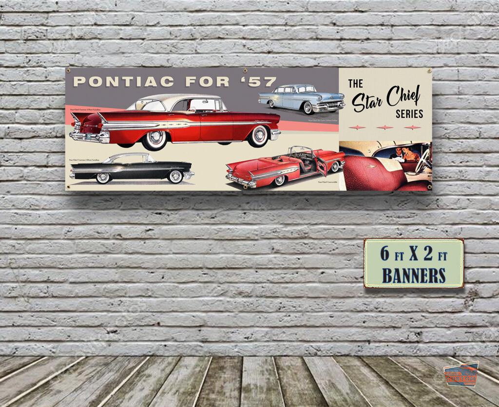 1957 PONTIAC DEALER BANNER - Coupe Custom Accessories